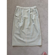 Vintage Evan-Picone Blue White Gingham Skirt Women  s Pencil Preppy Cottagecore
