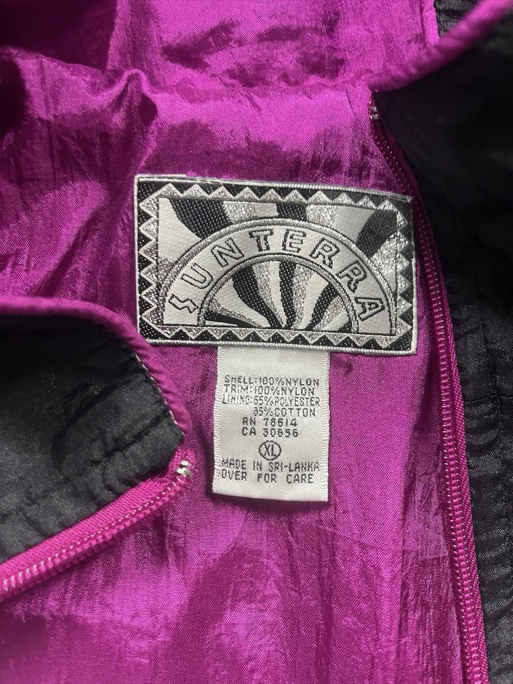 Chaqueta cortavientos Sunterra vintage años 80 90 para mujer XL rosa bloques de colores a cuadros Foto 3 de 4