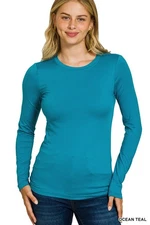 Women's Crew Neck Buttery Soft Long Sleeve T-Shirt Casual Layering Stretch Top