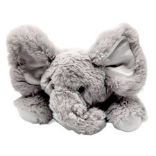 Bearington Baby Collection Elephant Rattle Plush Gray 10" Ribbon Lovey Spout