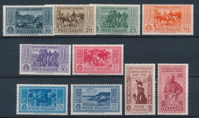 1932 ITALY G. GARIBALDI ORDINARY MAIL COMPLETE 10 STAMPS - 1626 SV
