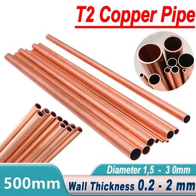 Lengths 500mm Copper Pipe Tube Diameter 1.5 mm - 30 mm,Wall thickness 0.2 - 2mm