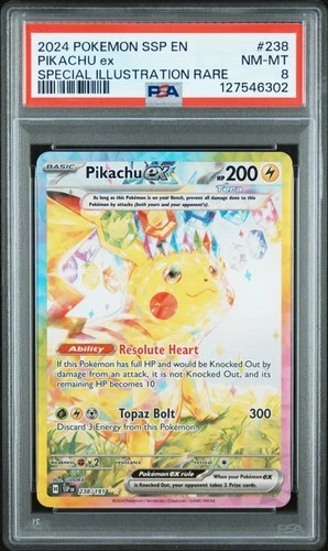 2024 POKEMON SSP EN-SURGING SPARKS SPECIAL ILLUSTRATION RARE PIKACHU EX PSA 8