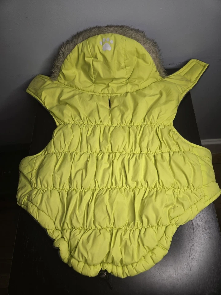 狗抓绒松饼外套带人造毛皮罩带VELCRO©SIZE大号适用于小型小狗 — 第 4/4 张图片