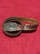 Vintage NAPA Echlin Bear Belt Buckle With Tooled Leather Laced Strap USA Made