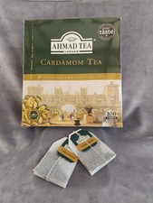 Ahmad Cardamom Tea - 100 Tagged Black Premium Quality Teabags Expiry 2027 0.07 per strip