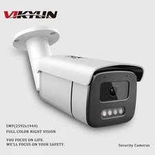 VIKYLIN 5MP 24h FullColor Bullet Security Outdoor IP Camera MIC Waterproof 3.6MM