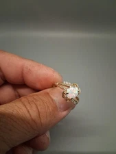 14k Australian Fire Opal And Diamond Ring