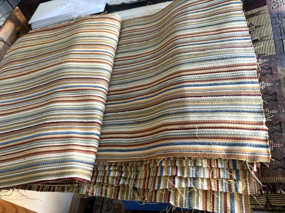 DESIGNER FABRIC REMANTS lot. woven Multi Stripe 25 Pieces - Image 2 of 2
