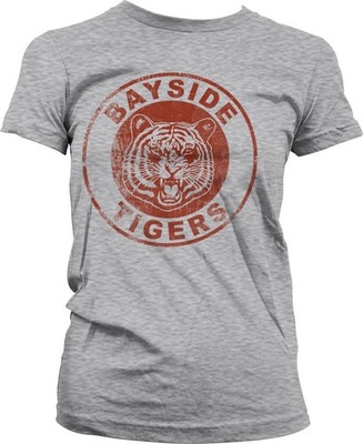 Saved By The Bell Bayside Tigers Washed Logo Girly Tee Damen T-Shirt Heather-Gre