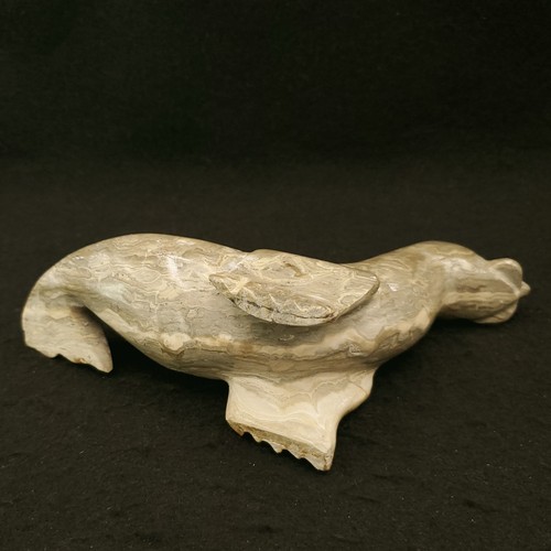 Vtg Hand Carved Greem Stone Seal Figure - Picture 10 of 10