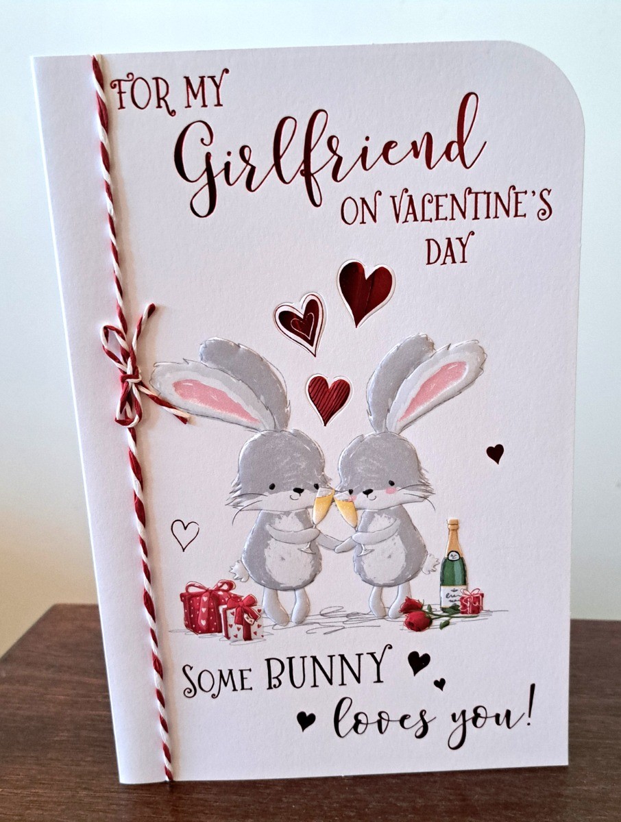 Valentine's Card. For My Girlfriend. 9x6 Inches (23x15cm)