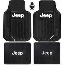 New Jeep Elite Logo All Weather Heavy Duty Rubber Front Back Floor Mats Set