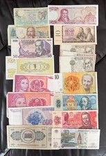 Konvolut alte Geldscheine Lira, Schilling, Dinar, Korun, Rubel, Sekel