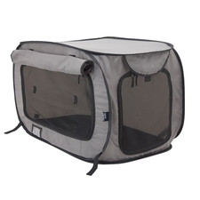 Medium Soft-Sided Pop-Open Cat  Dog Travel Kennel, Gray
