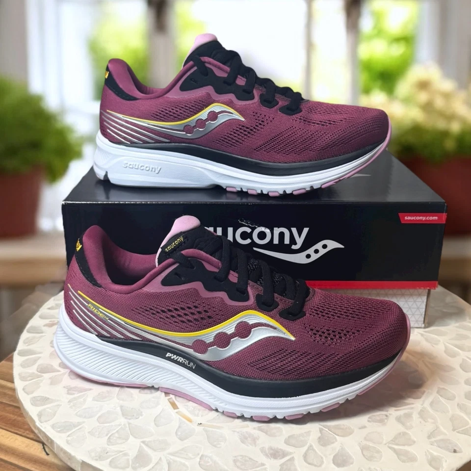 Saucony Womens Ride 14 Supportive Running Shoe 6.5 Quartz/Vizigold NEW - Image 2 of 4