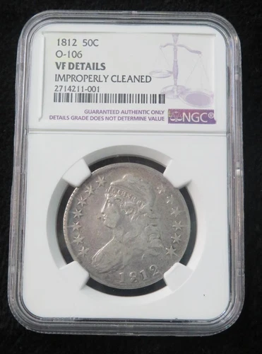 1812 Capped Bust Half Dollar * O-106 * NGC Graded VF Details * Cleaned