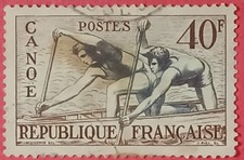 French Stamp / Timbre France Oblitéré 40f Canoë 1953 N° 963 JO d'Helsinki 1952