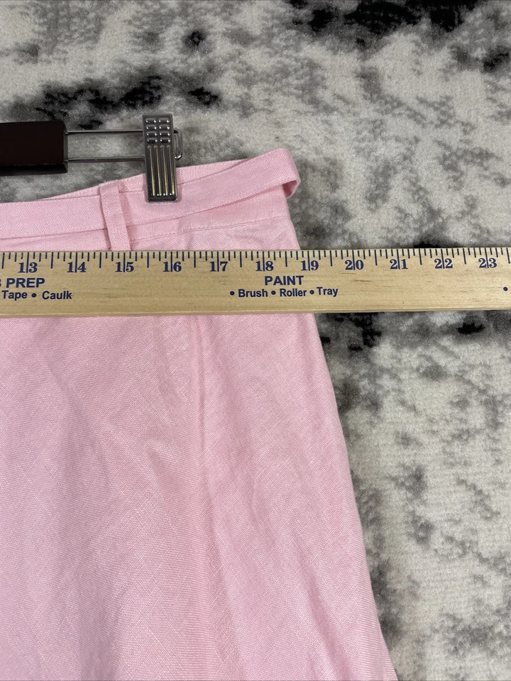 Lauren Ralph Lauren Skirt Womens Size 16 Pink Fit Flare Belted Woven Linen - Image 3 of 4