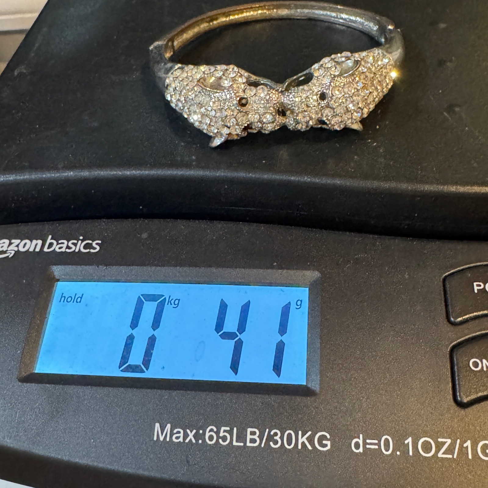 Double Leopard Head Rhinestone Statement Bracelet… - image 5