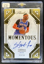2022-23 Panini Flawless Carmelo Anthony Momentous Auto Gold #/10 Knicks