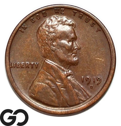 1919-D Lincoln Cent Wheat Penny, Choice AU