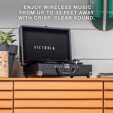 NEW Victrola Vintage 3-Speed Bluetooth Suitcase Record Player with Speakers, BLK