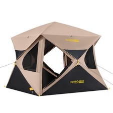 Camping Tent 4 Person Pop Up Instant Cabin Setup Portable Khaki FanttikOutdoor