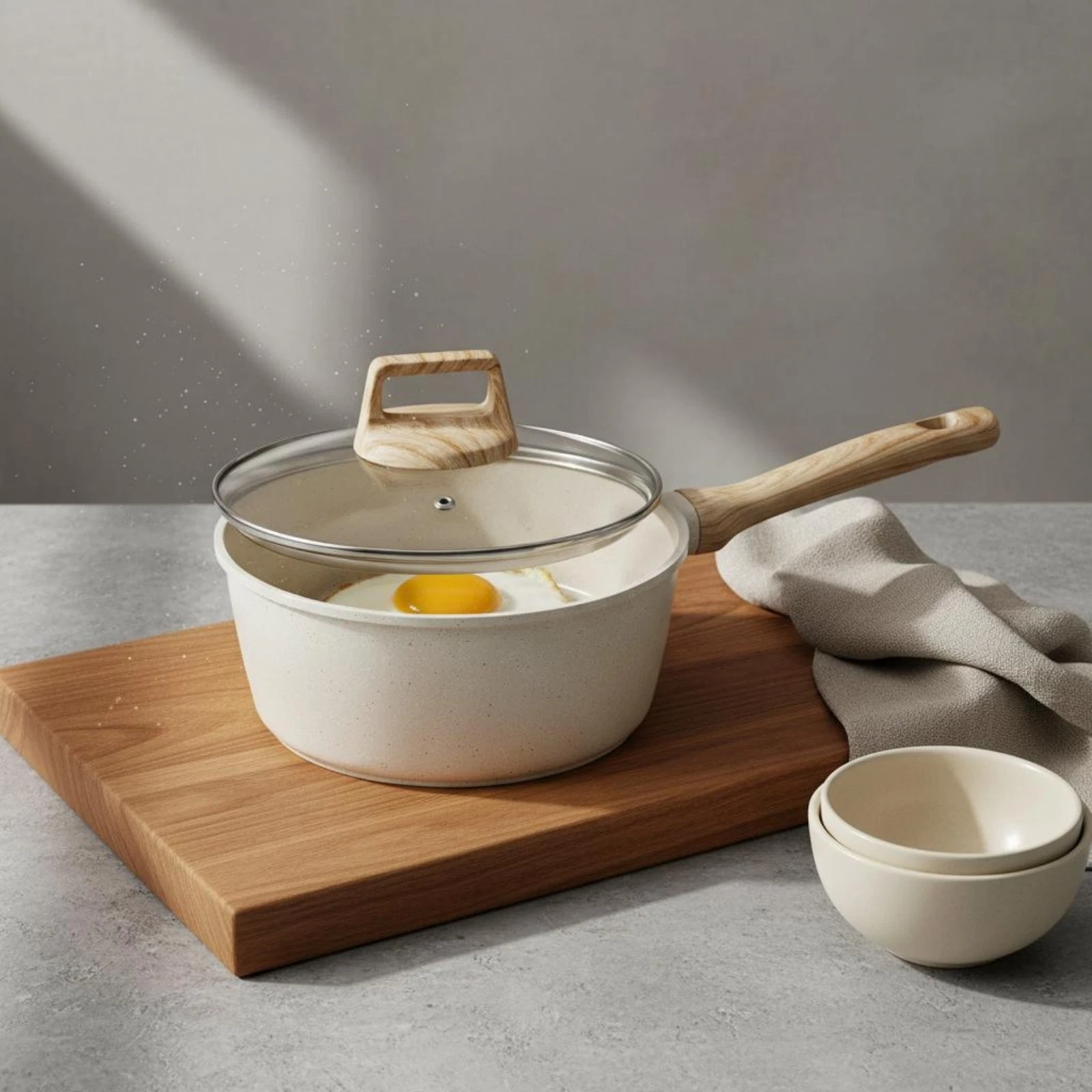 5 Pieces Stone Coating Cookware Set Uniform-Heat Stone Cookware Set Lightweight