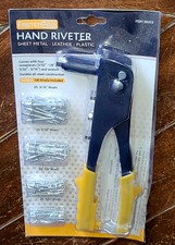 Hand Riveter w/4 Nosepieces 3/32, 1/8, 5/32 3/16 , Wrench 100 Rivets 38353