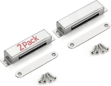 Cabinet Door Magnets, 90 Lbs Strong Magnetic Catch, Heavy Duty, 2 Pack, Silver