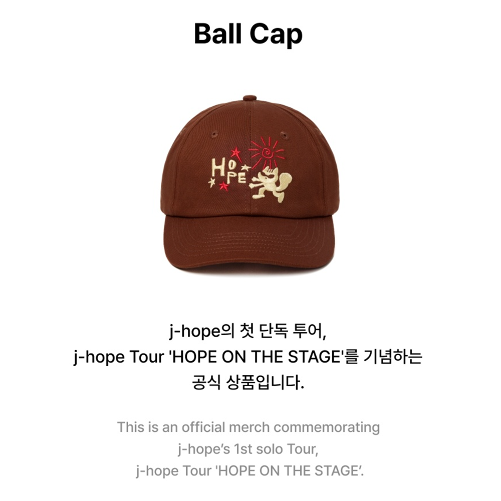 【公式・未使用】J-HOPE HOPE ON THE STAGE キャップ 2点 BTS J-Hope HOPE ON THE STAGE Official Merch Ball Cap Brown Hat New