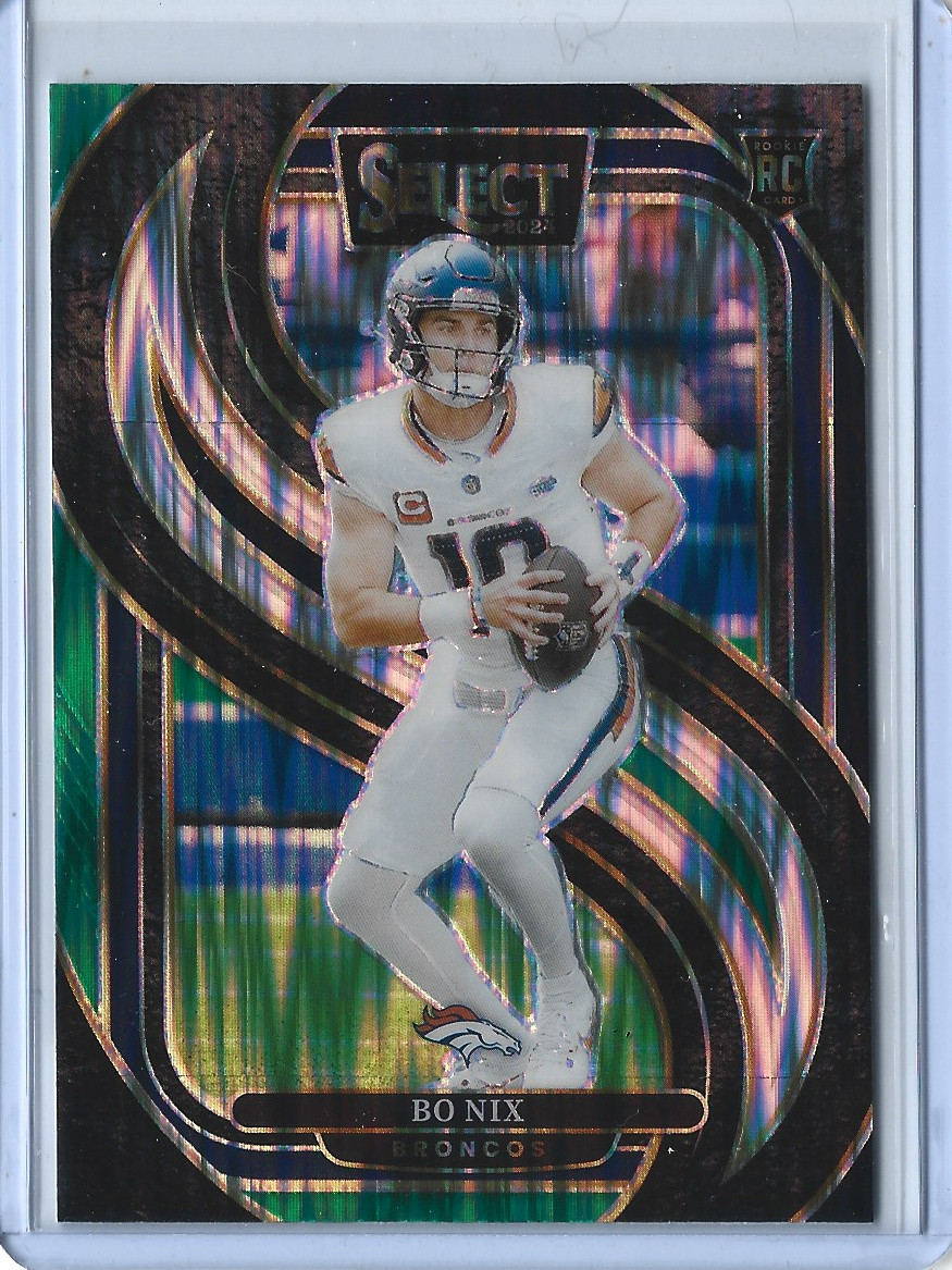 2024 Panini Select Bo Nix Premier Level Black & Green Shock Rookie Card