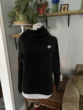 Nike Sportswear Womens M Funnel Neck Sweatshirt Black Spotted