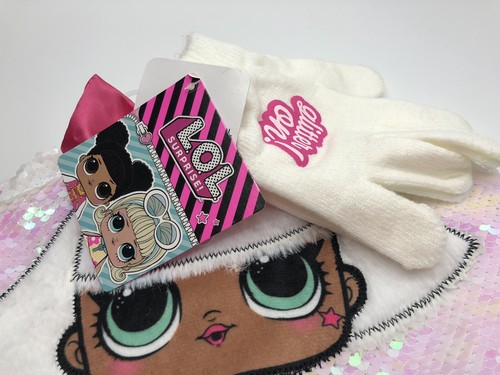 Girls One Size (4-16) LOL Surprise Sequin Winter Hat & Glove Set Soft Cozy - Picture 4 of 7
