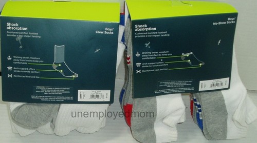 Boys Crew & No Show Socks Sports Performance Arch Support Reinforced Lot 18 pair - Picture 4 of 8