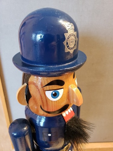 14" Wooden Nutcracker 2012 Policeman British Cop Blue Uniform - Picture 2 of 12