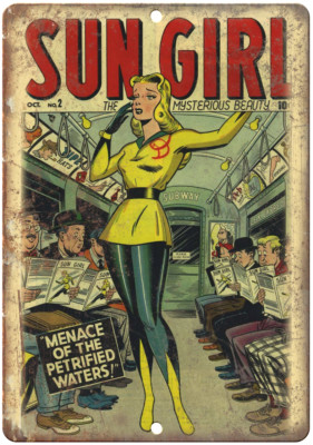 Sun Girl Vintage Comic Art 12'' x 9'' Reproduction Metal Sign J229