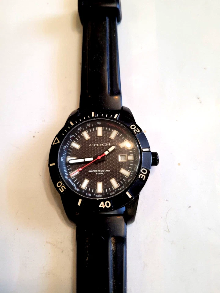 Epoch Men's Watch, Tachymeter  - Silicone Band. - Image 2 of 2
