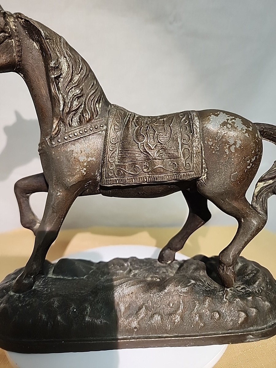 Antique 1800s Seth Thomas Larkin Catalog Metal Horse Statue Clock