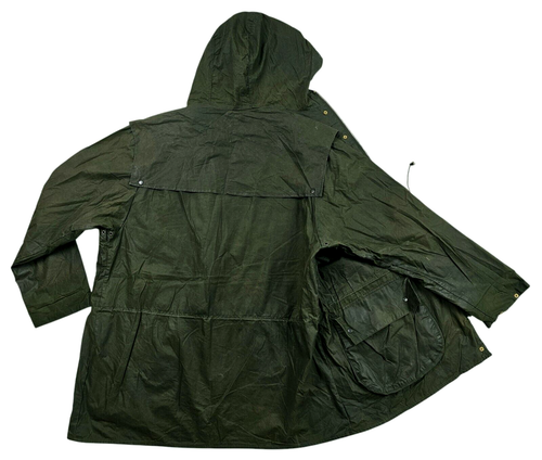 *HOT VTG Men's BARBOUR @ A5 DURHAM PARKA HOODED LINED OLIVE WAXED Jacket C42 M-L - Picture 4 of 19