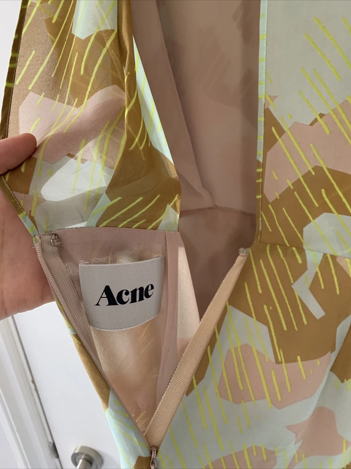 ACNE STUDIOS ABITO MIMETICO ASTRATTO IN SETA STAMPATO TAGLIA 36 (UK8)