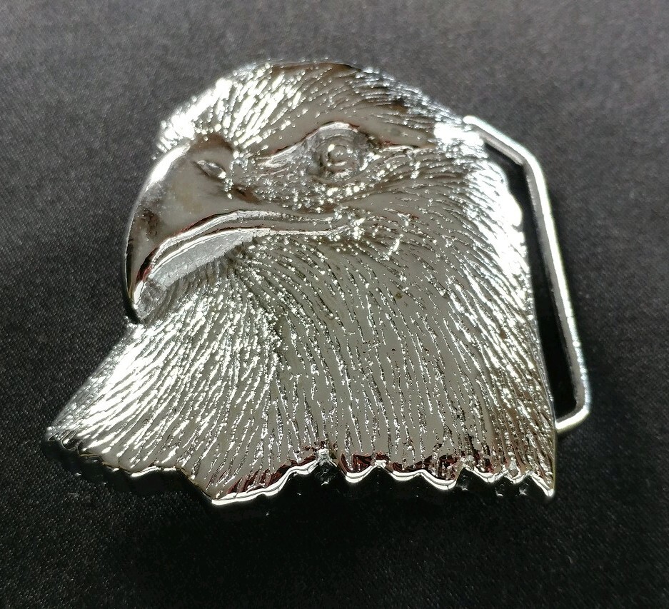 Gold Buckle Raptors EAGLE HEAD RAPTOR SHAPED CHROME PLATED SOLID BRASS BELT BUCKLE BARON ...