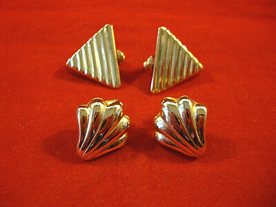 Set of Two Pairs of Goldtone Pierced Earrings with Comfort Backs