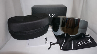 HILX New Shield Ski Goggles Matte White Silver Mirror Paint Splash HUV031C15
