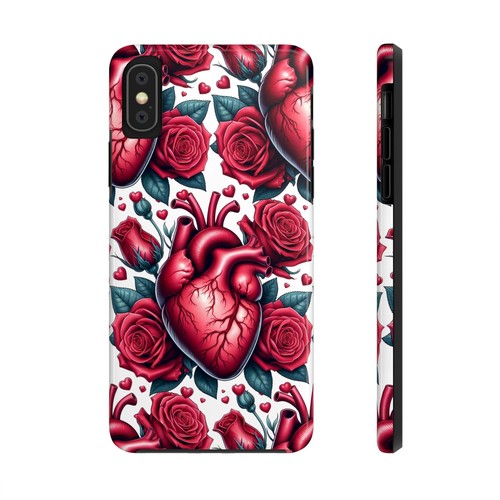 Anatomical Heart and Roses Cell Phone Case – Impact-Resistant TPU Lining, Glossy - Picture 82 of 108