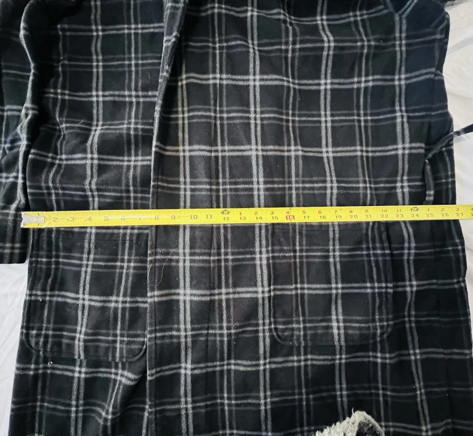 Faja de bata Merona L/XL grande extra grande negra gris estampada suave con cinturón para hombre Foto 3 de 4