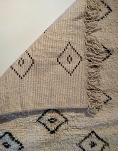 Dettagli Su Tappeto Berbero Beni Ourain 100 Lana Bianco E Nero A Motivi Geometrici