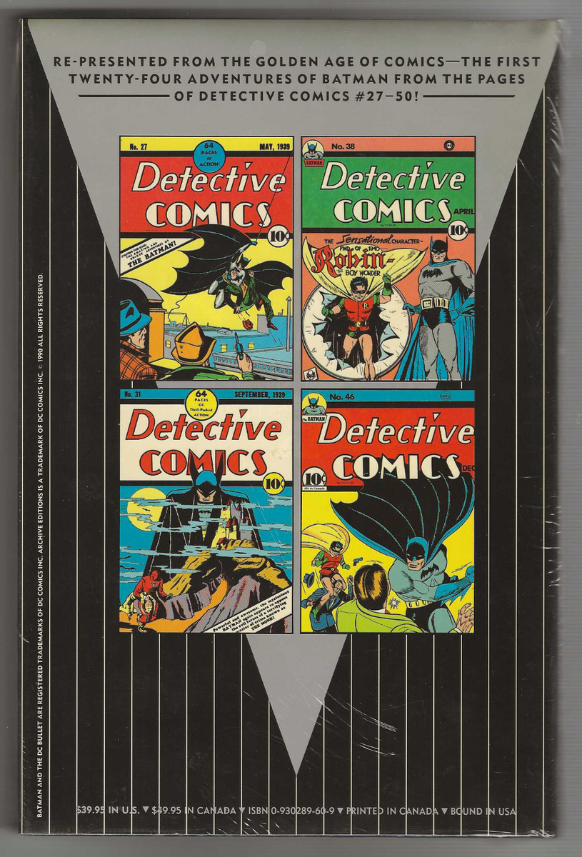 Bob Kane BATMAN ARCHIVES Volume I First edition SEALED Comic