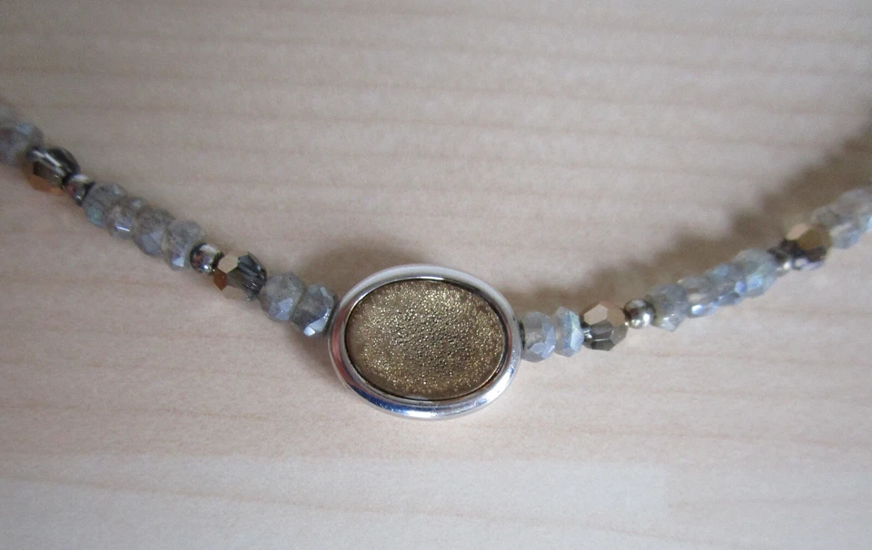 Zierliche KETTE - Labradorit facettiert 4mm - 925er SILBER mit Vergoldung - Bild 2 von 4